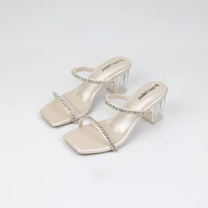 Rhinestone Decor Clear Heeled Sandals