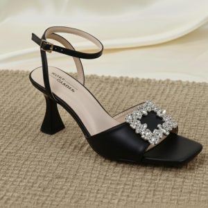 Luxury Crystal Square-Buckle Party Heels